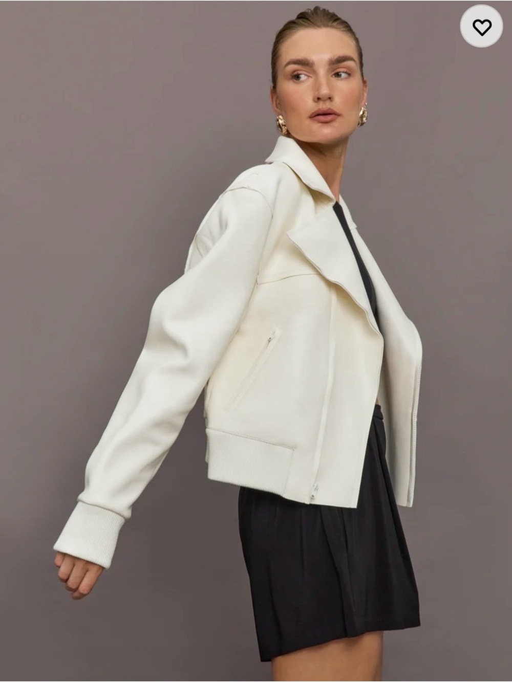 Norma Kamali Cream Mini Moto Jacket